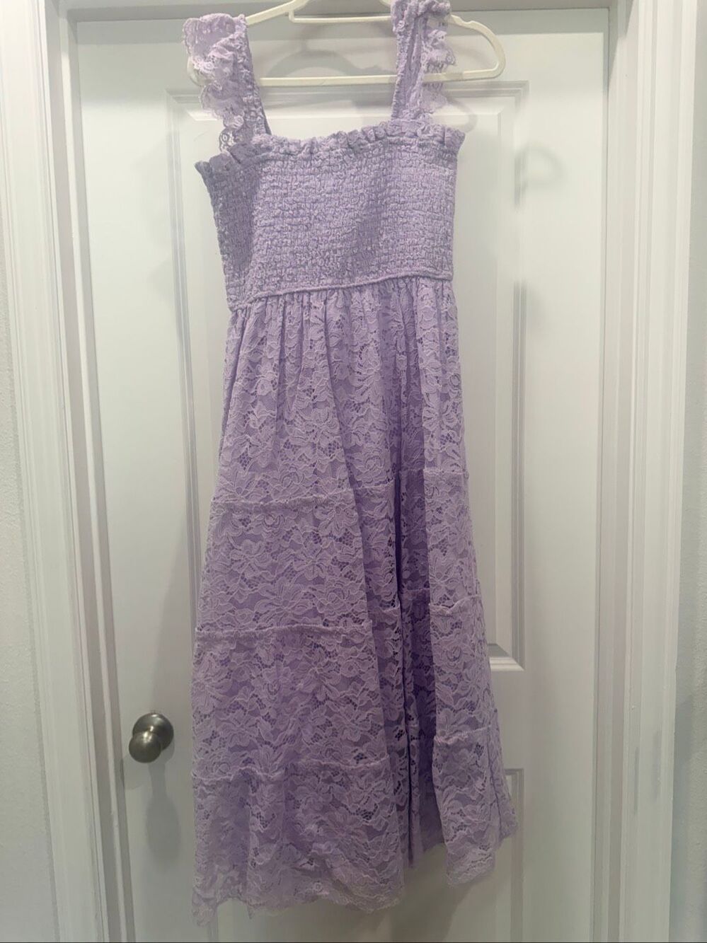 Altar'd State Purple Lavender Lace Midi Dress Square Neck Sleeveless Size M